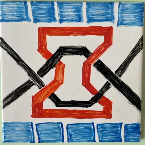 geometric painted tile