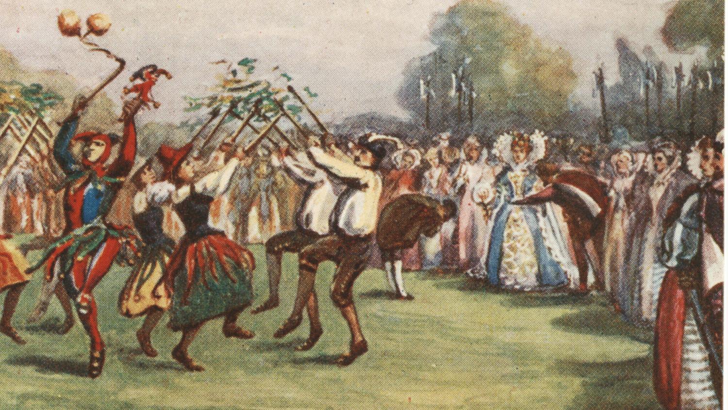 The 1907 St Albans Pageant, a coloure postcard