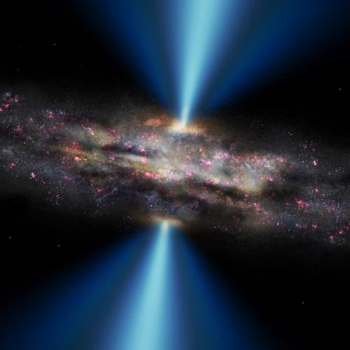 The black hole at the galaxy’s centre is nearly 7 billion times the mass of the sun, placing it among the most massive black holes discovered. © M. Helfenbein, Yale University / OPAC.