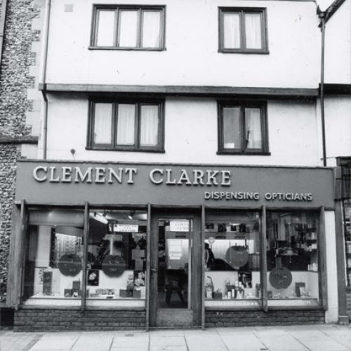 1, Market Place, Clement Clarke Opticians, from the St Albans Street Survey 1986.