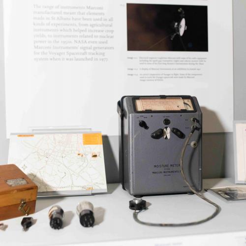 Display showing a Marconi moisture meter