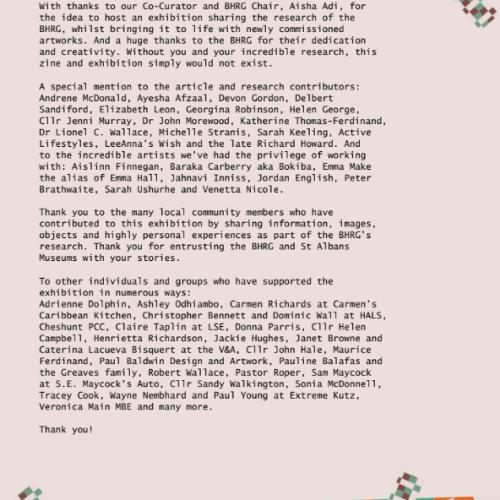 Exhibition panel - Acknowledgements