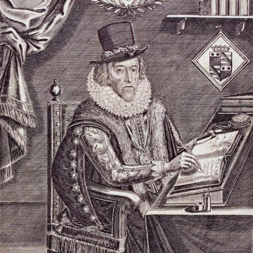 A portrait of Francis Bacon from his book The Historie of King Henry VII. From an engraving by William Marshall, 1640.