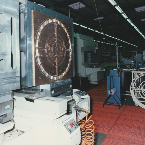 The metal clock face of the astronomical section being made in the 1990s. © St Albans Cathedral.