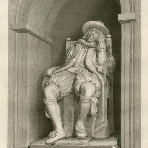 Engraving of Francis Bacon’s monument in St Michael’s Church St Albans. Drawn by W. Alexander, engraved by George Cooke.