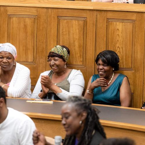 Community members at the Black Futures event in the Courtroom, 2021
