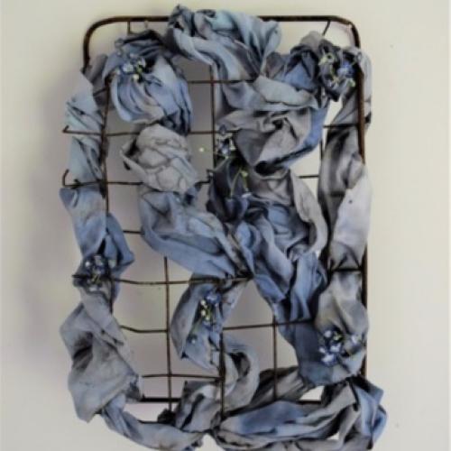 (Digital print of artworks created by mixed media, building materials, fabric, wax, artificial flowers.)