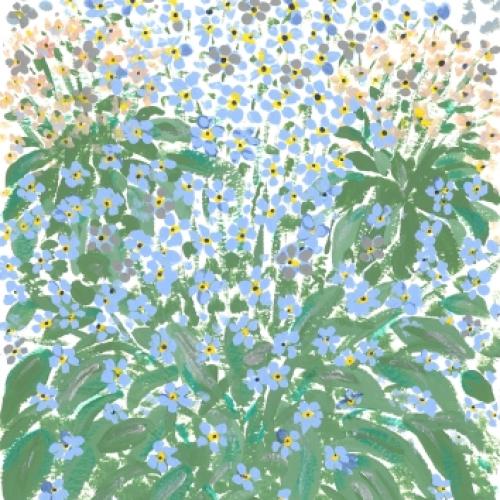 Forget me nots with the words Getting a Diagnoses at the bottom