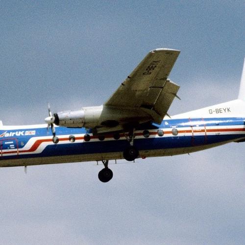 An Air UK Dart Herald landing in Newquay