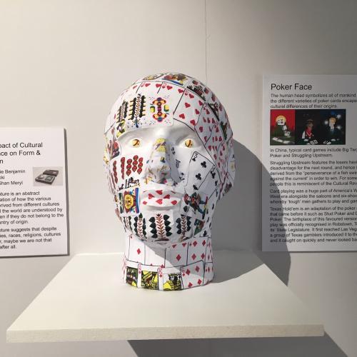 Manaquin head made of playing cards