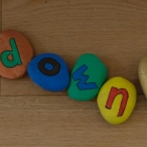 Lockdown Life spelled out in painted rocks