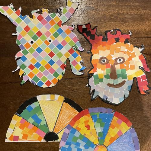 sea god and shell mosaic crafts