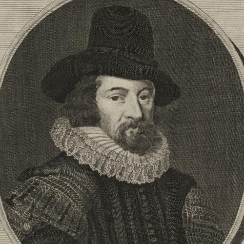 Black and white print of Francis Bacon