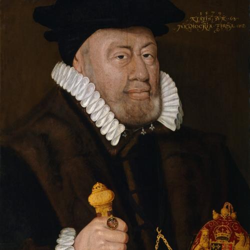 Painting of Nicholas Bacon holding the Great Seal of England
