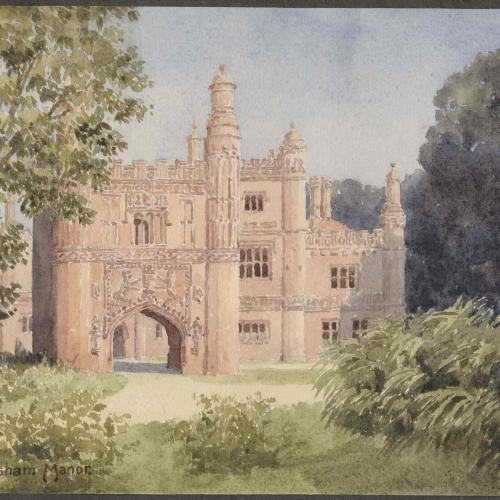 East Barsham Manor, a Tudor manor house near Barsham in Norfolk. Sir Edgar Thomas Ainger Wigram bart. (1864-1935) was mayor of St Albans in 1926.