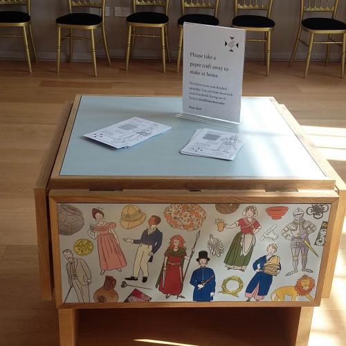 Learning Trolley in the Assembly Room with colouring sheets and craft to take away and do at home
