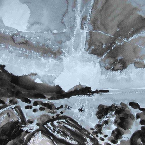 Cape Cornwall View No 6. Watercolour and Ink painting 