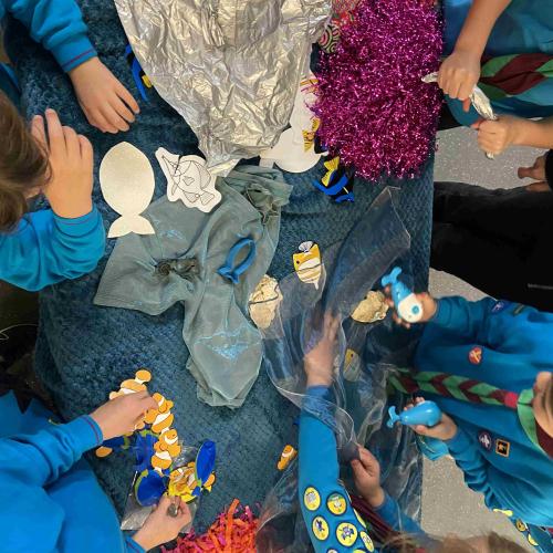 16th St Albans Beaver Scouts making their artwork