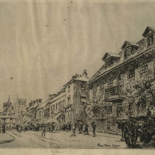  The building with the balcony to the right is known as ‘The Mansion’. Etching dated 1915