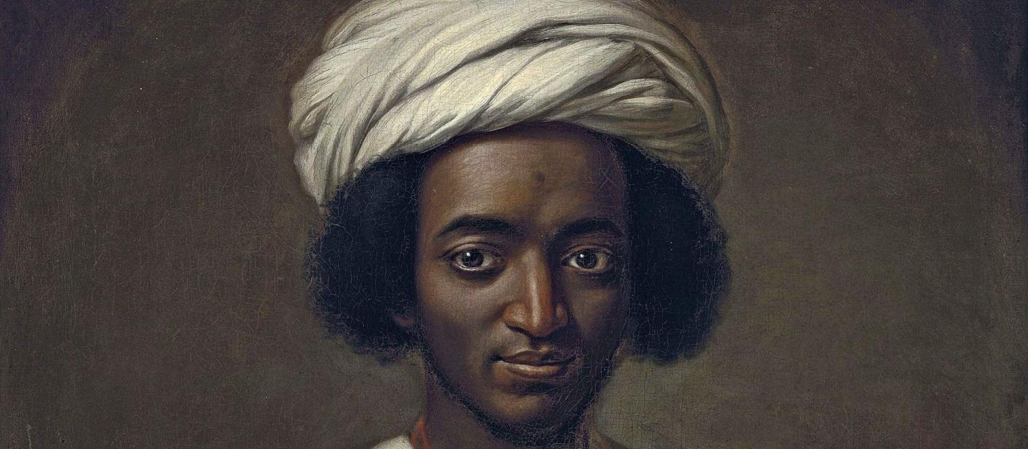 1700s oil painting portrait of a Black man wearing a cream turban