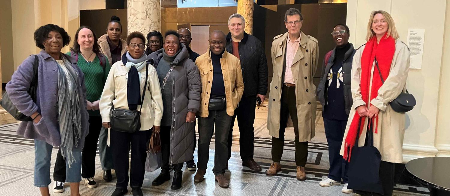 15 Black history research group members on a trip to the V&A