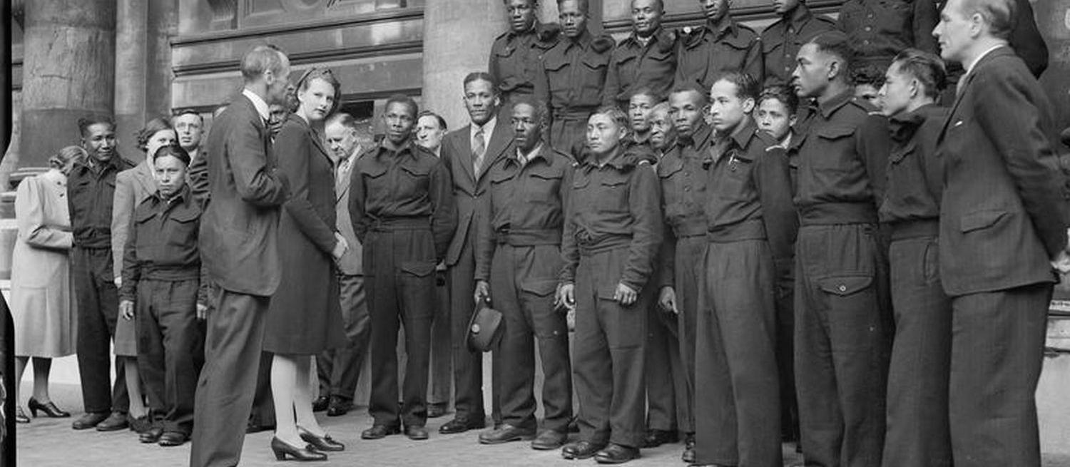 Group of West Indian Soldiers stood in a line 