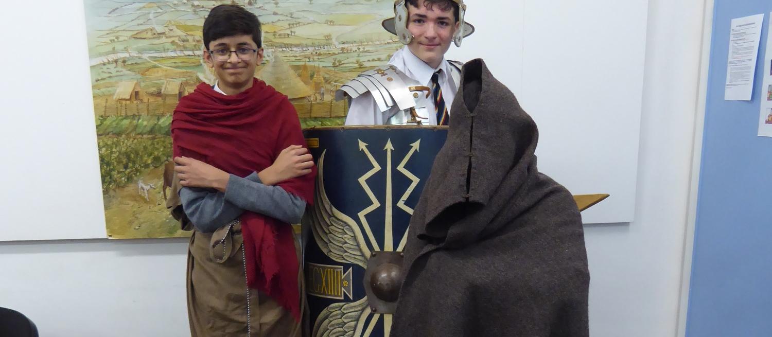 Students dressed as Romans at Verulamium Museum