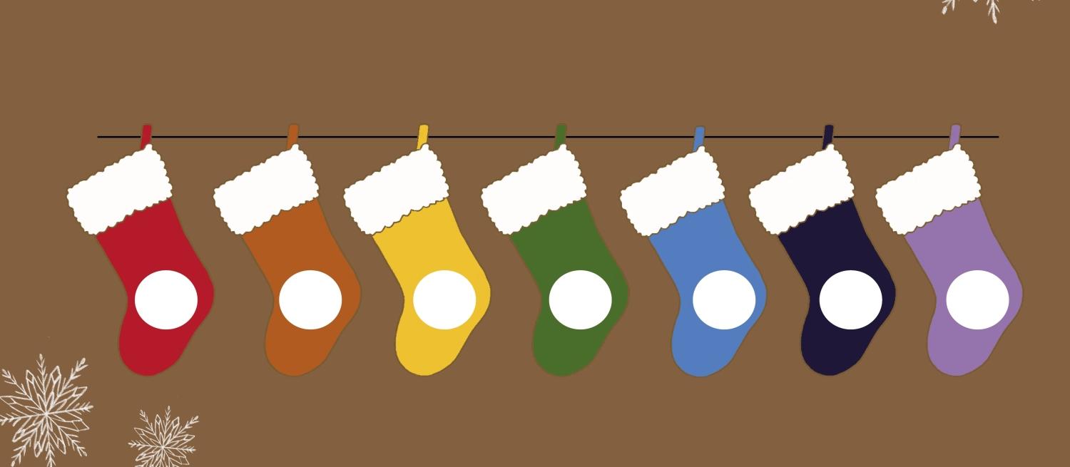 Line of Christmas stockings