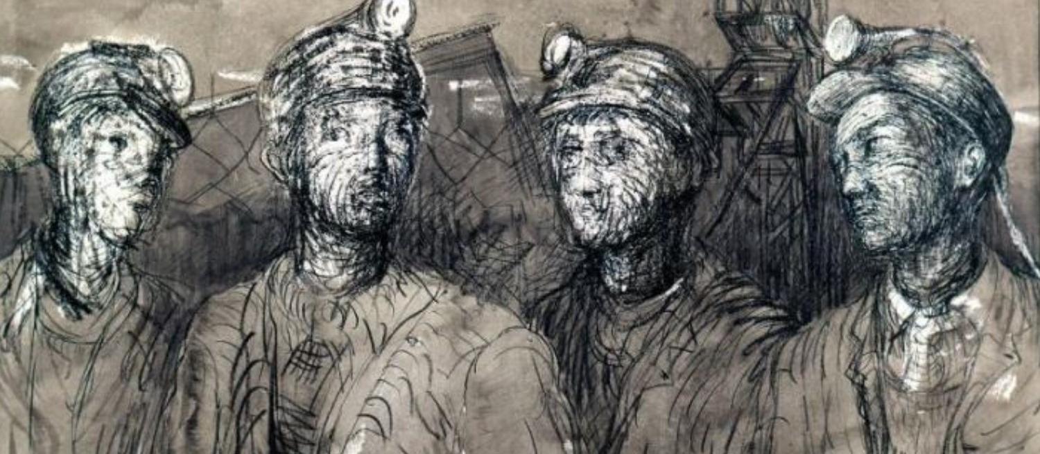 4 coalminers sketched by Henry Moore