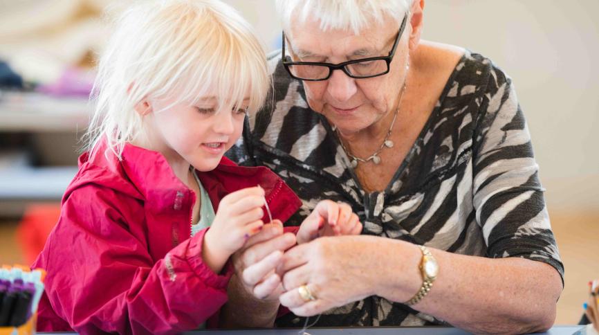Gran helping with crafts