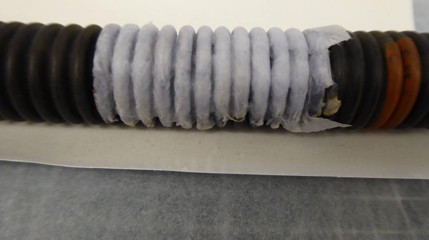 Photo of oxygen tube cast made of tissue paper and water