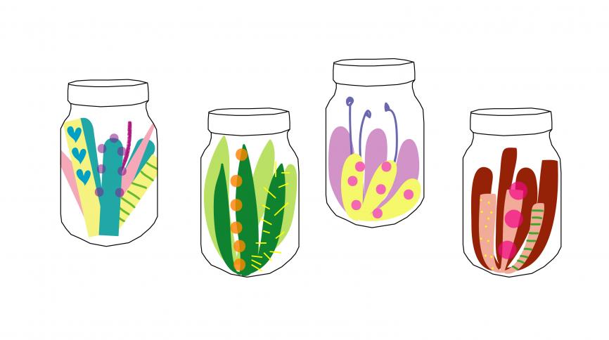 paper plants in a jar- drawing