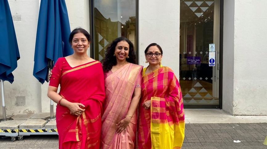 Three women stood in front of St Albans Museum + Gallery