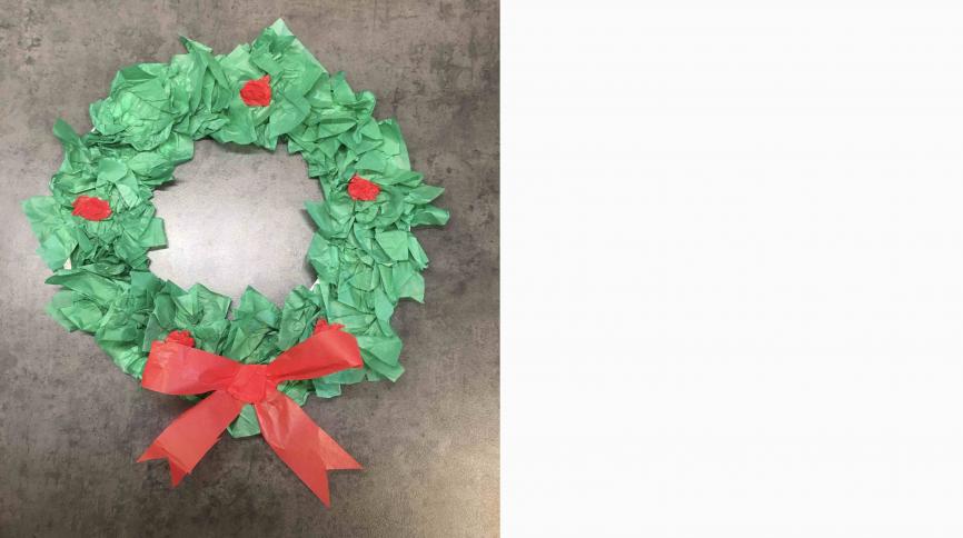 Photo of finished tissue paper wreath