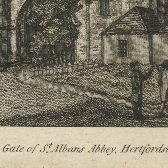 Etching of St Albans Abbey Gateway, 1787