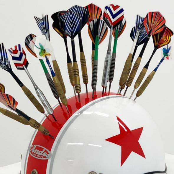 Detail from Untitled (Helmet and Darts)
