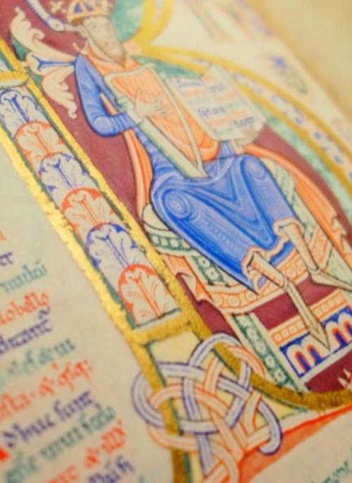 close up of illuminated manuscript