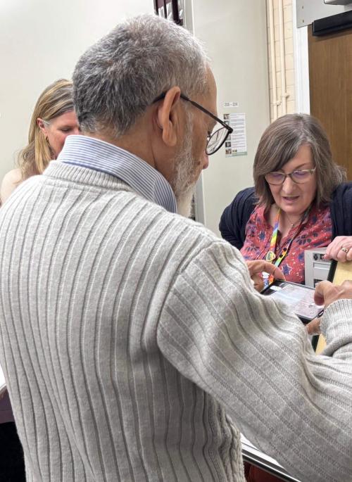 Group studying documents in an archive