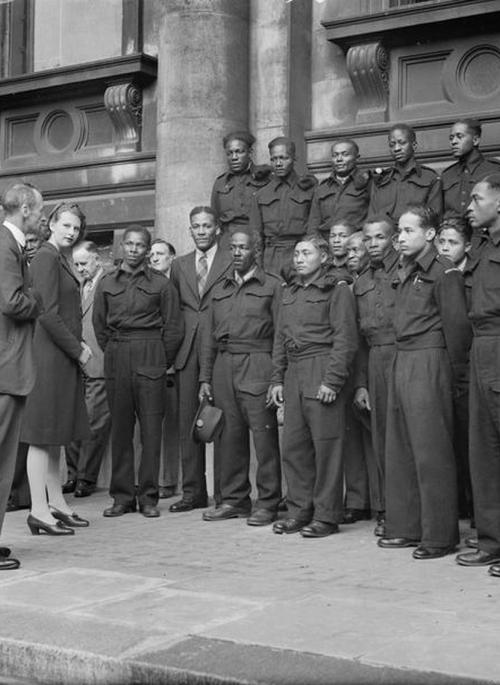 Group of West Indian Soldiers stood in a line 