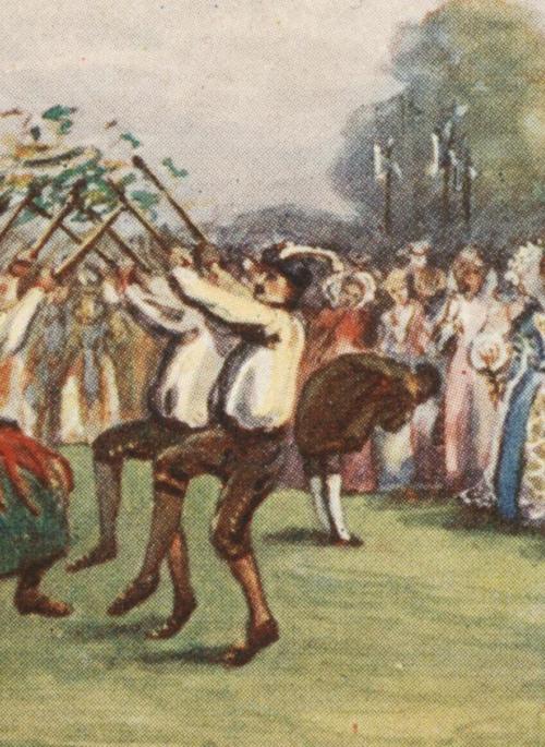 The 1907 St Albans Pageant, a coloure postcard