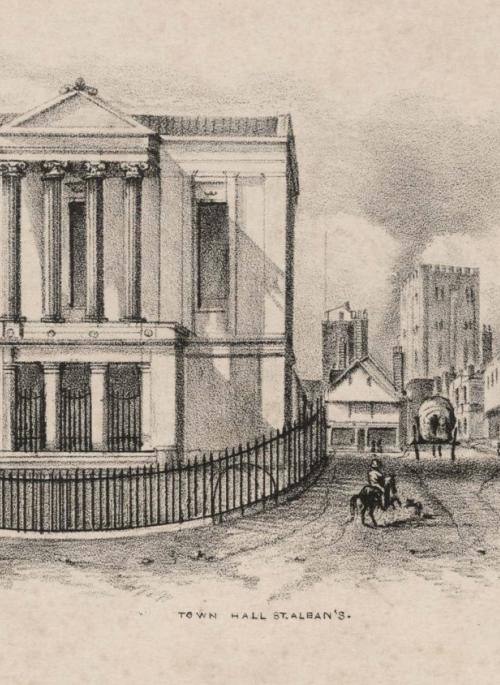 pencil sketch of St Albans Town Hall