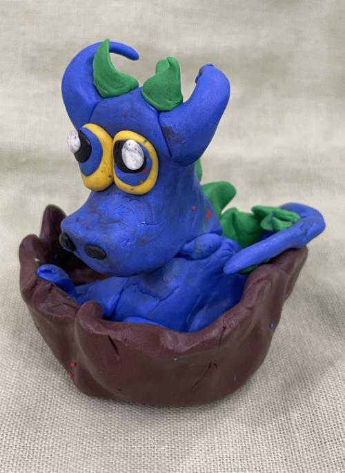 Blue clay model dragon